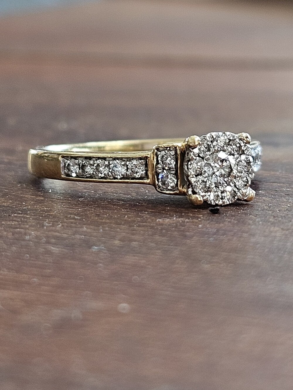Solid 14k Yellow & White Gold Illusion Set Natural Diamond Engagement Ring